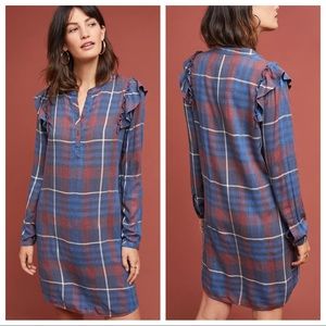 Anthropologie Cloth & Stone Ruffled Shirtdress